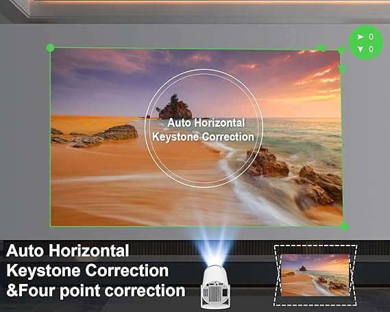 Portable 4K , 1080P Smart Mini Projector WiFi 6, BT 5.0, Streaming compatible with built-in 5W Stereo Speakers