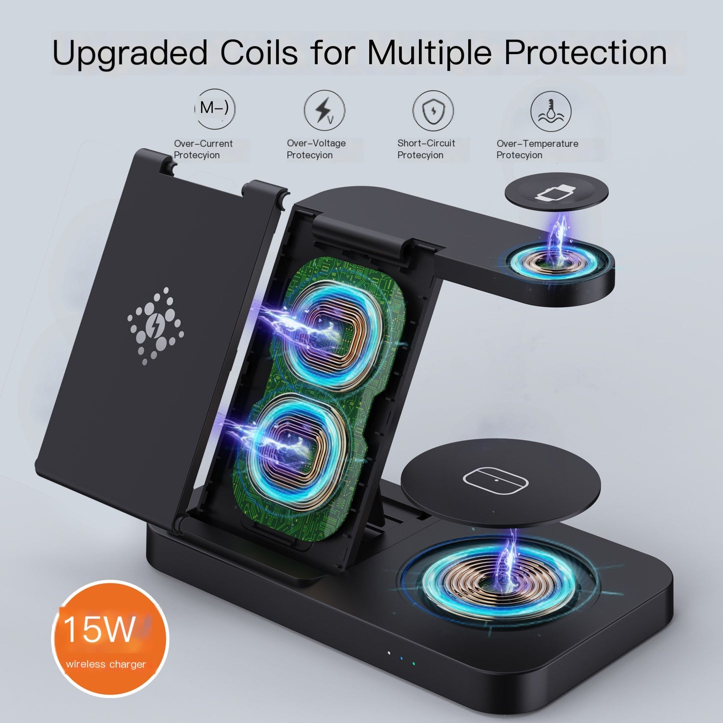 4 In 1 Foldable Fast Wireless Charging Station (Single)