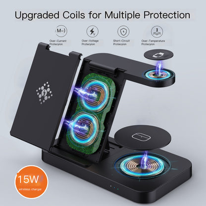4 In 1 Foldable Fast Wireless Charging Station (Single)