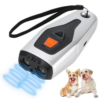 AFFLAT Ultrasonic Pet Training Device3 in 1 Dual Sensor Anti Barking Device with Training/Deterrent Modes Safe Dog Whistle to Stop Barking Ultrasonic Dog Barking Deterrent with LED Flashlight