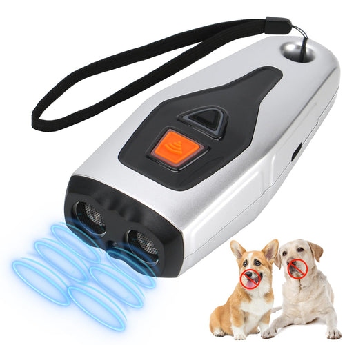 AFFLAT Ultrasonic Pet Training Device3 in 1 Dual Sensor Anti Barking Device with Training/Deterrent Modes Safe Dog Whistle to Stop Barking Ultrasonic Dog Barking Deterrent with LED Flashlight